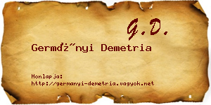 Germányi Demetria névjegykártya